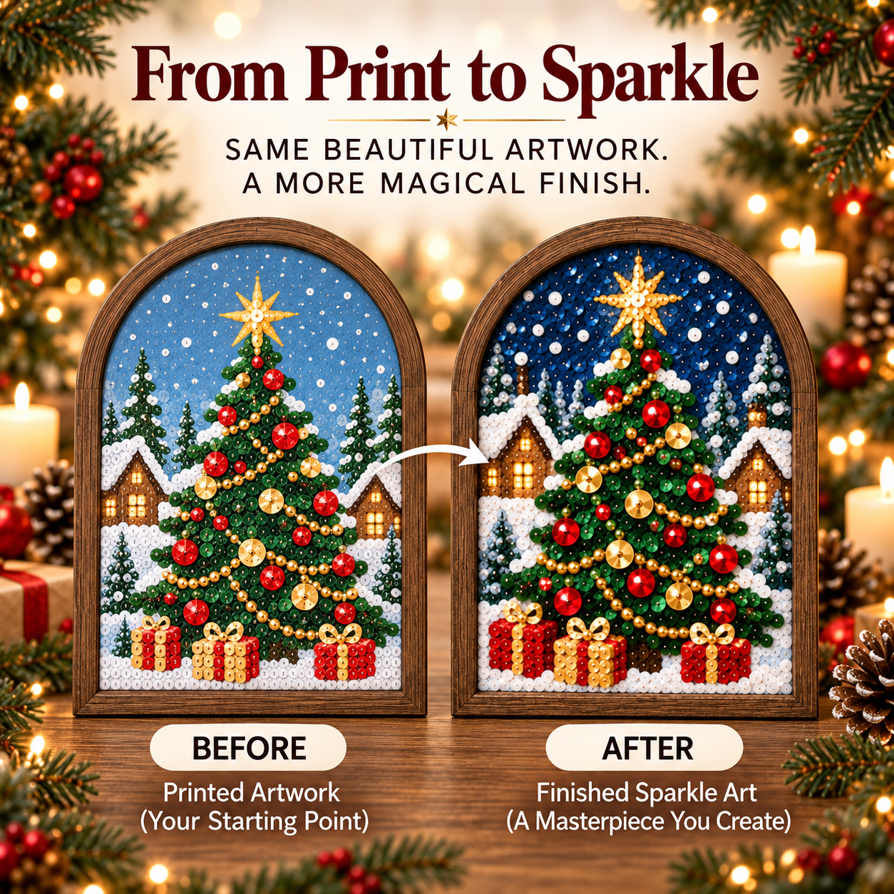 Sparkle Pin Art™ Christmas DIY Sequin Art Kit – 3D Holiday Décor, 5 Festive Designs