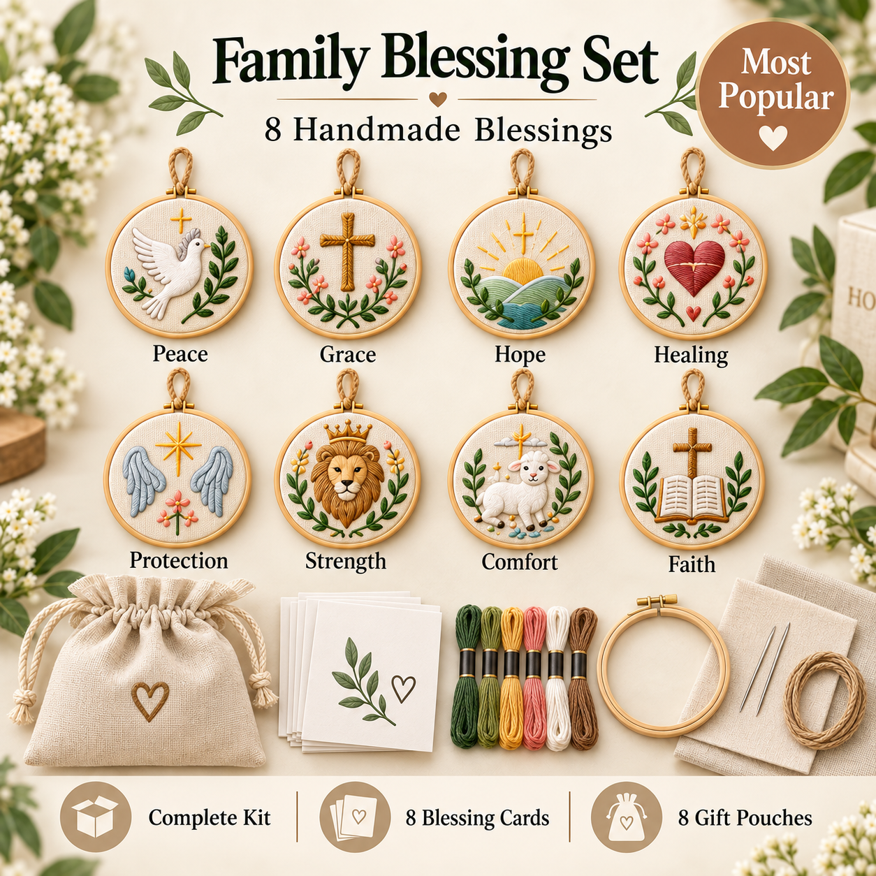 Prayer Blessing Embroidery Gift Kit – Handmade Christian Keepsakes