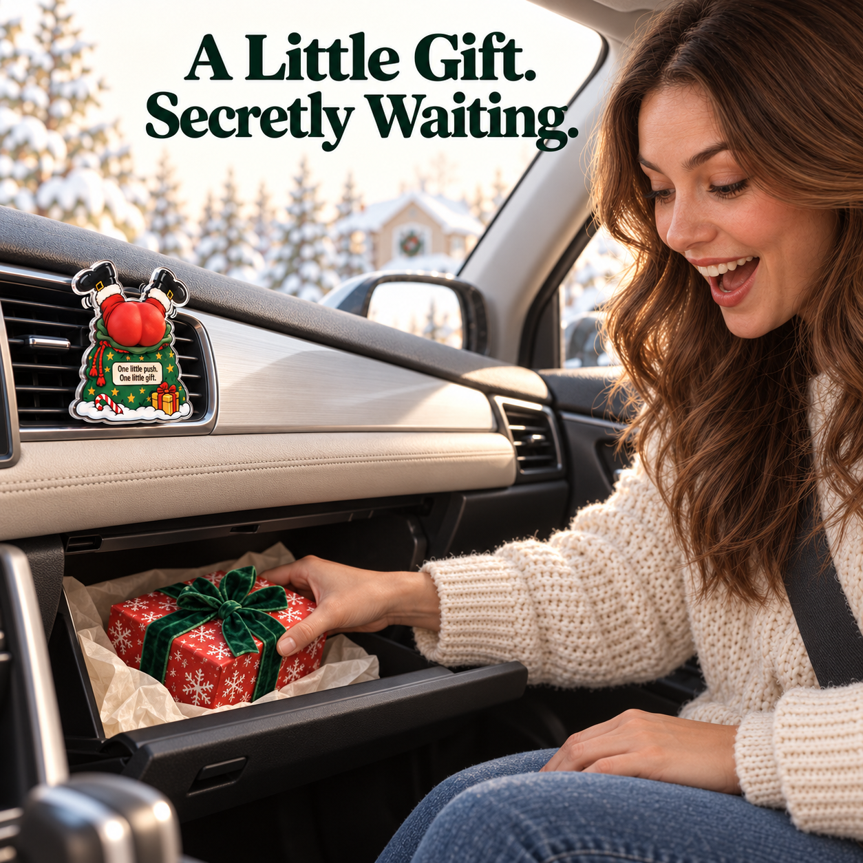 🎁 Santa’s Secret Gift — Funny Christmas Squishy Car Vent Clip