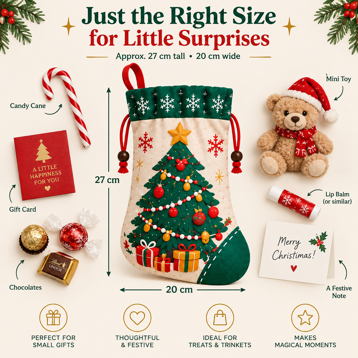 Christmas Stocking Gift Pouches – 5 Festive Designs in One Set