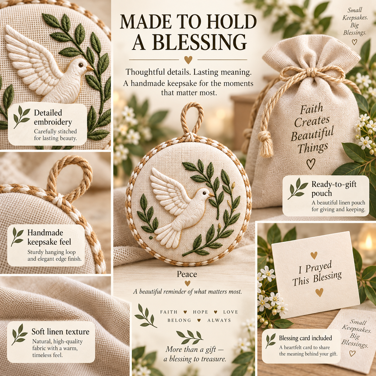 Prayer Blessing Embroidery Gift Kit – Handmade Christian Keepsakes
