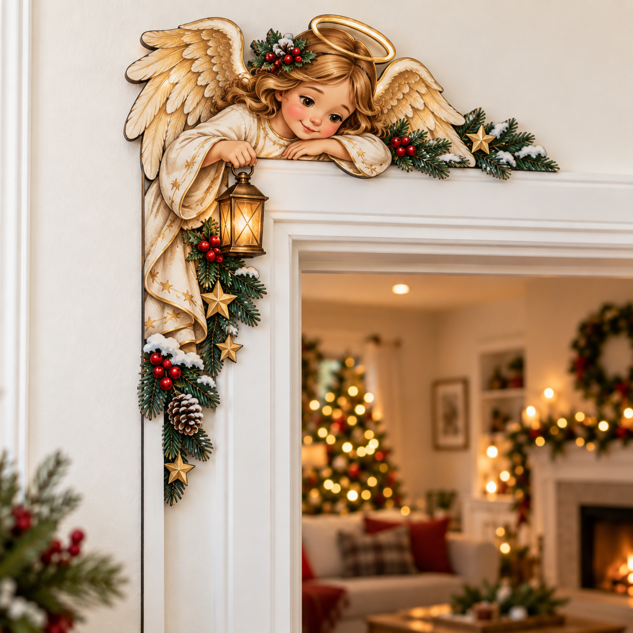 Christmas Doorway Stories Acrylic Door Frame Corner Decor – Santa, Nutcracker & Angel
