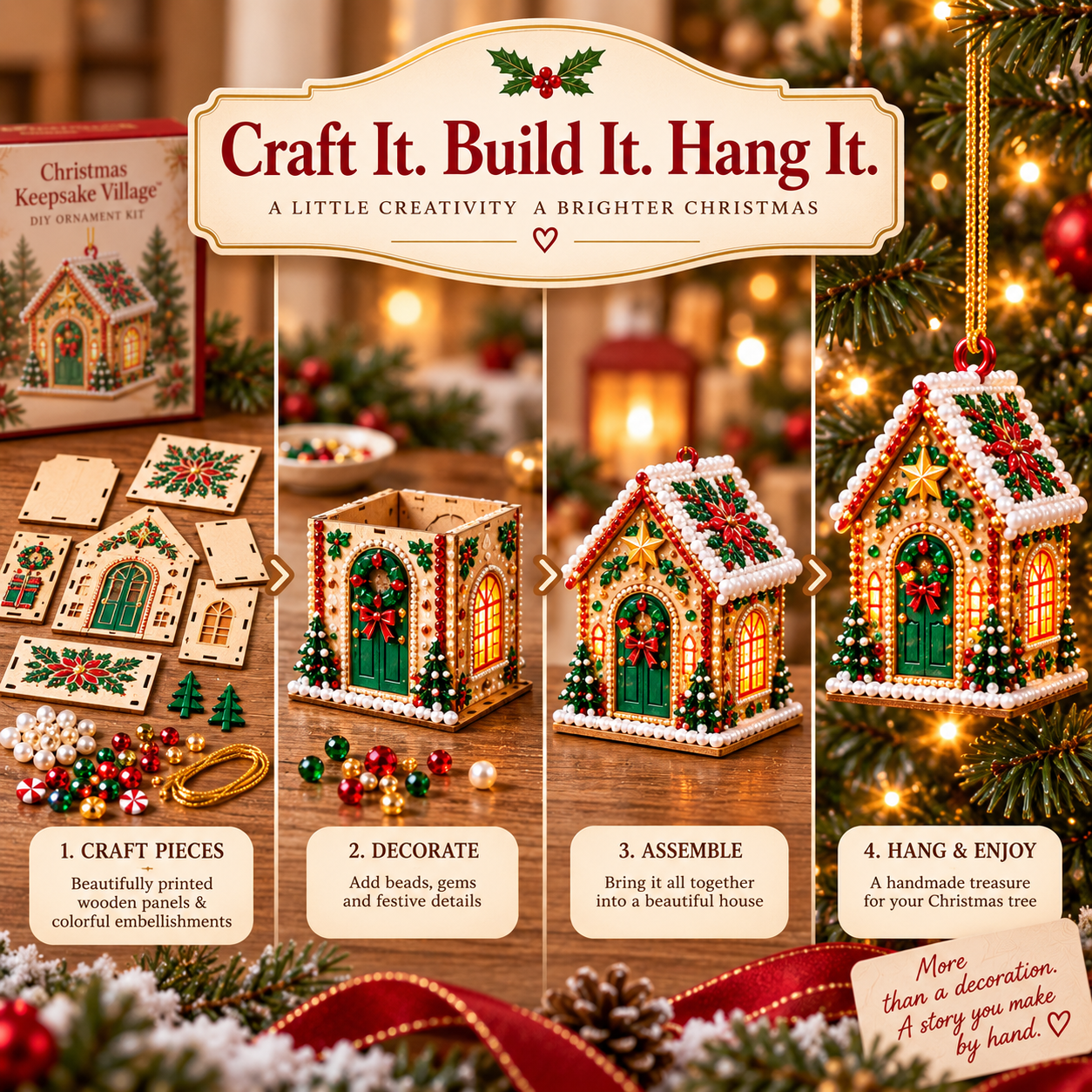 DIY Jeweled Christmas House Ornament Kit