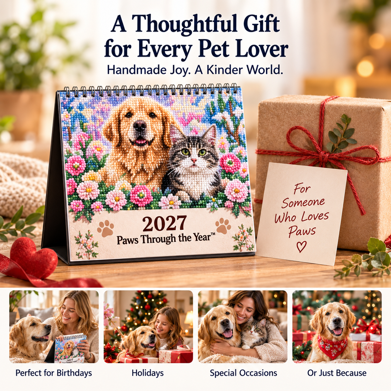 2027 Paws Through the Year™ Diamond Painting Calendar – 12 Unique Monthly Designs