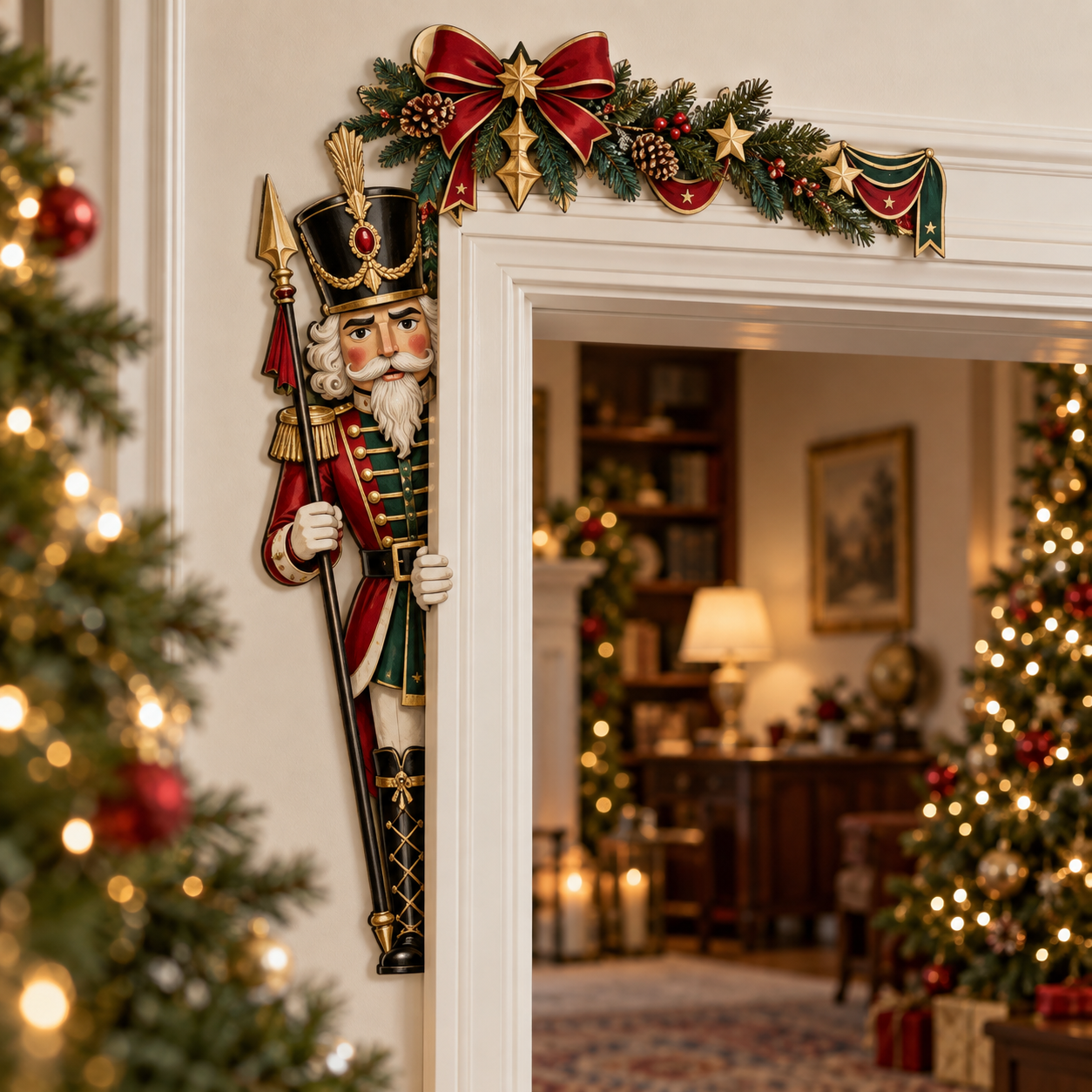 Christmas Doorway Stories Acrylic Door Frame Corner Decor – Santa, Nutcracker & Angel
