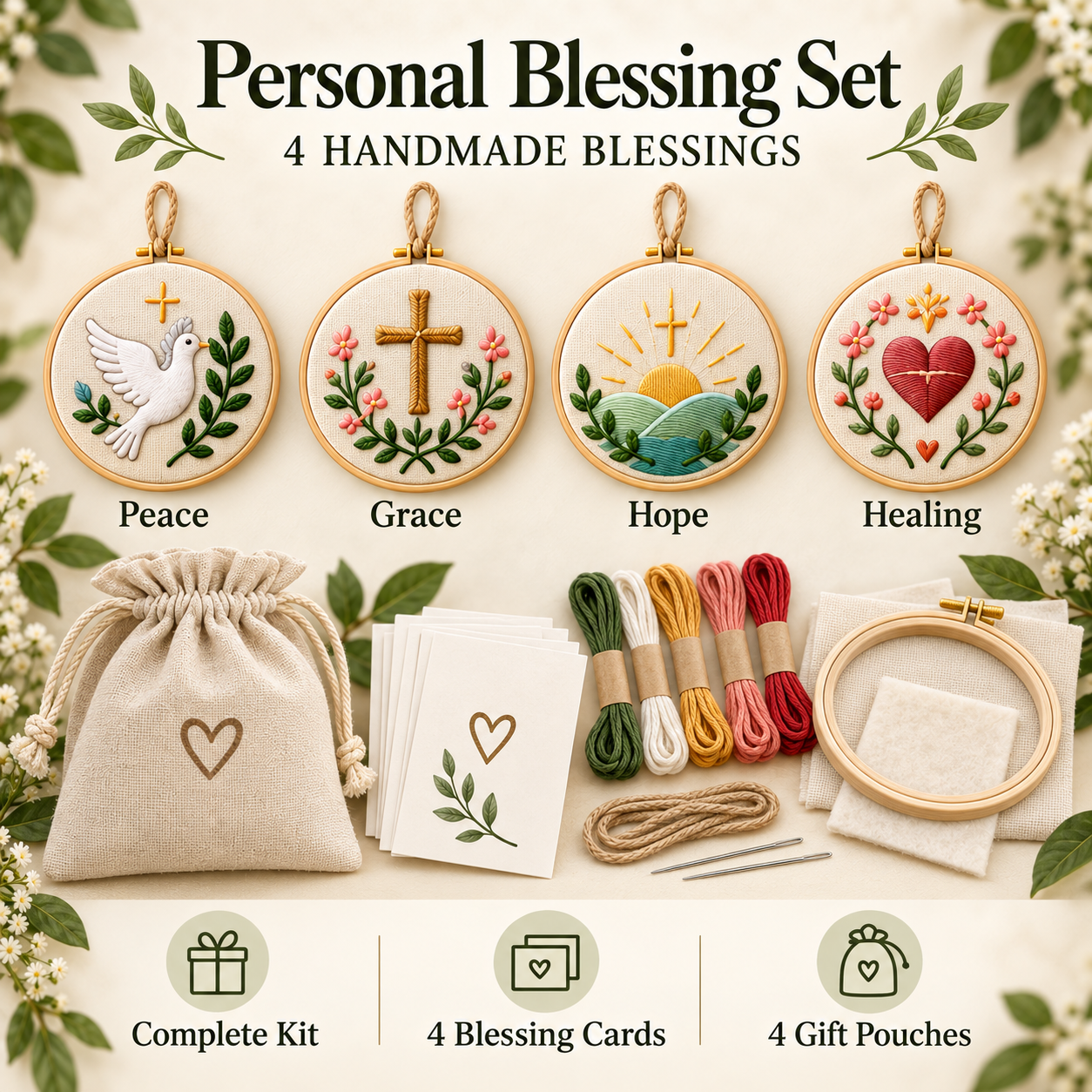 Prayer Blessing Embroidery Gift Kit – Handmade Christian Keepsakes