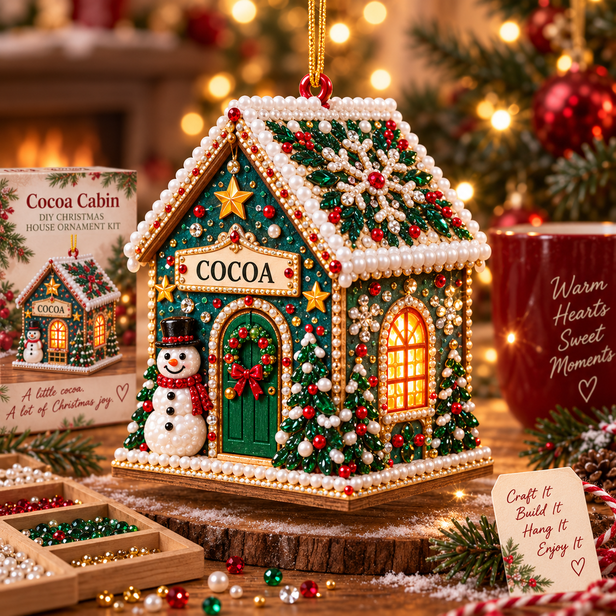DIY Jeweled Christmas House Ornament Kit