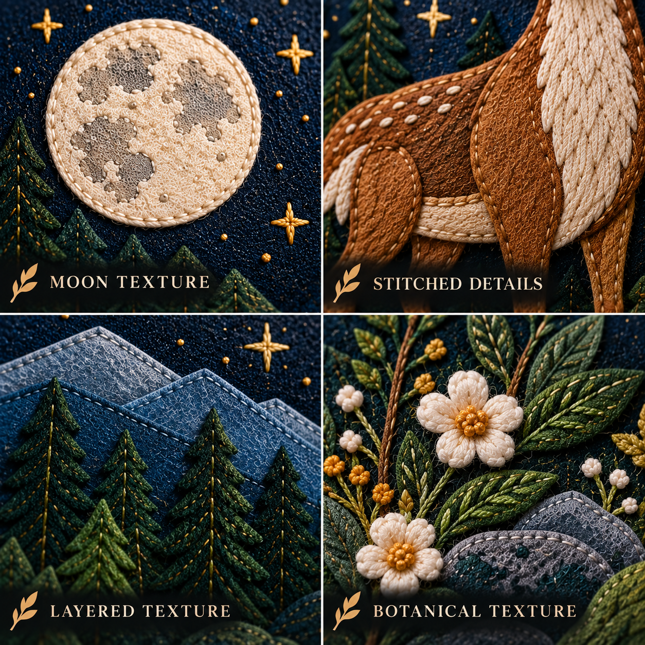 Whispering Wilds Layered Textile Art Kit – Beginner-Friendly DIY Craft for Adults
