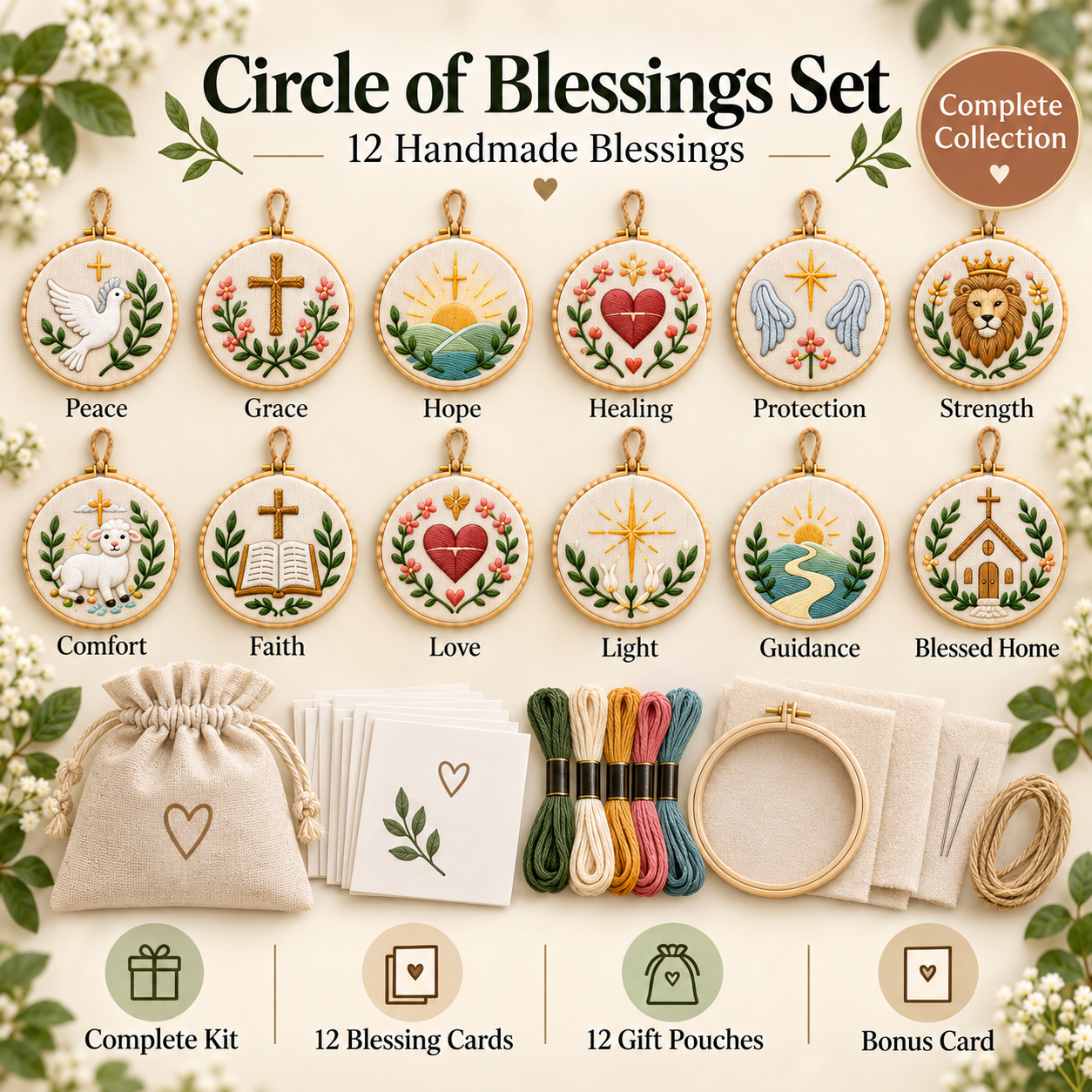 Prayer Blessing Embroidery Gift Kit – Handmade Christian Keepsakes