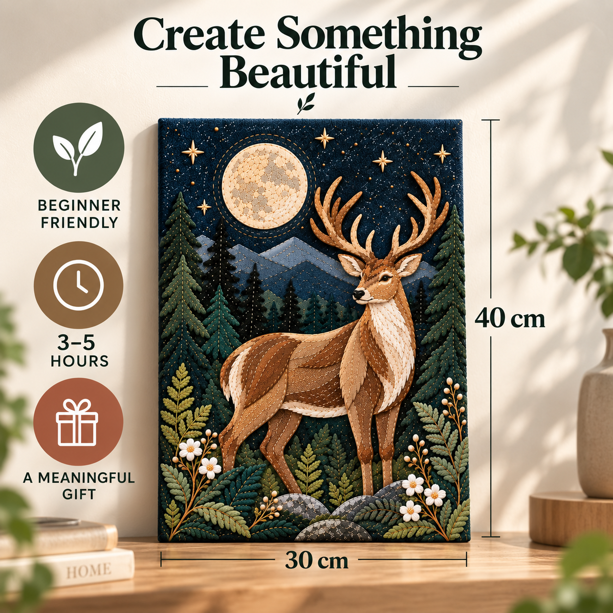 Whispering Wilds Layered Textile Art Kit – Beginner-Friendly DIY Craft for Adults