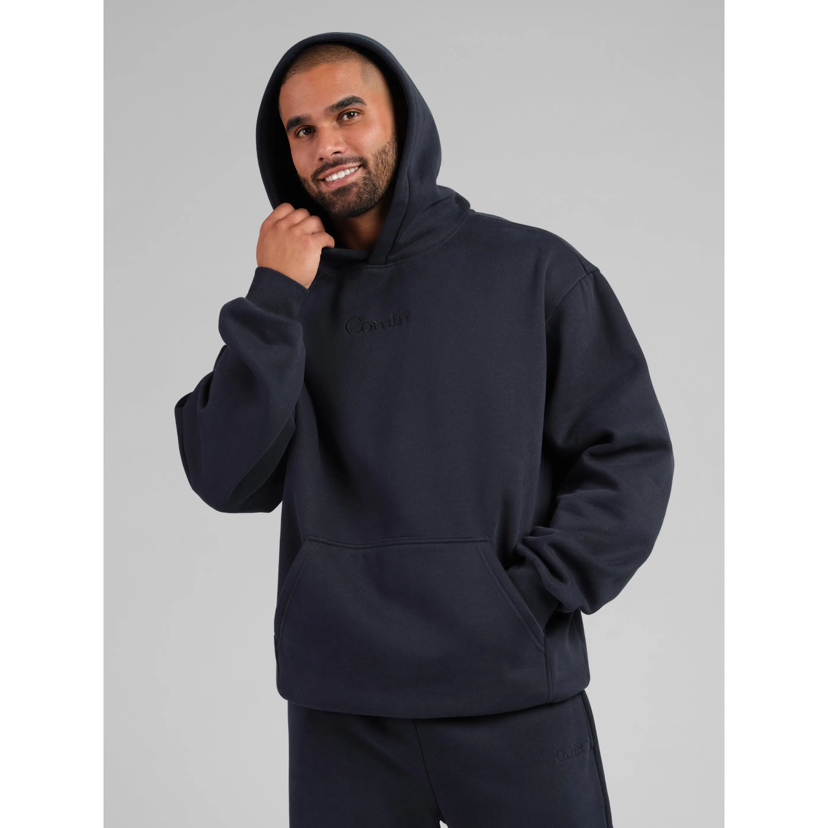 Comfrt | Signature Hoodie - Mega | Soft Comfy Roomy Everyday Essential Unisex Hoodie - Navy - XL