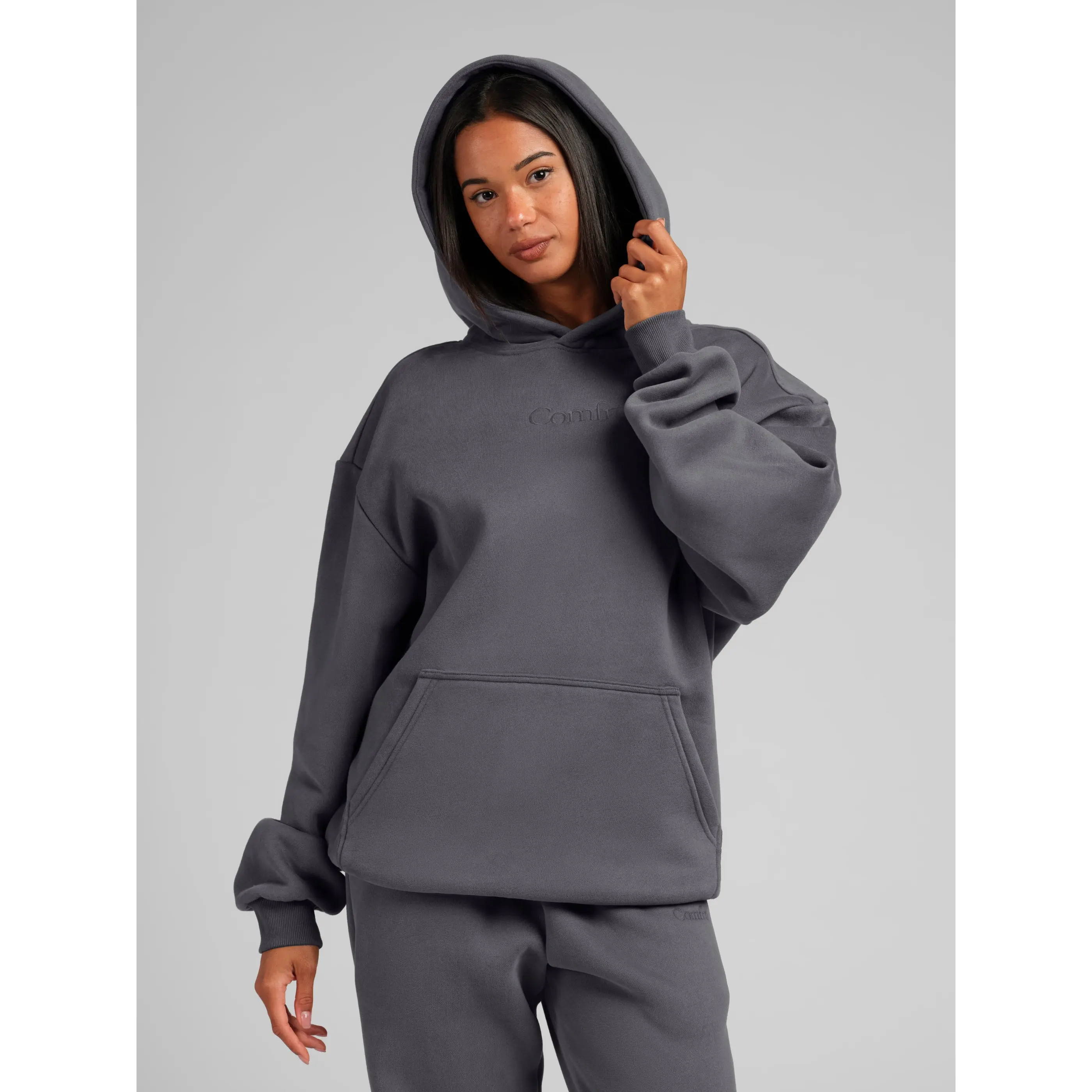Comfrt | Signature Hoodie - Mega | Soft Comfy Roomy Everyday Essential Unisex Hoodie - Steel Grey - M