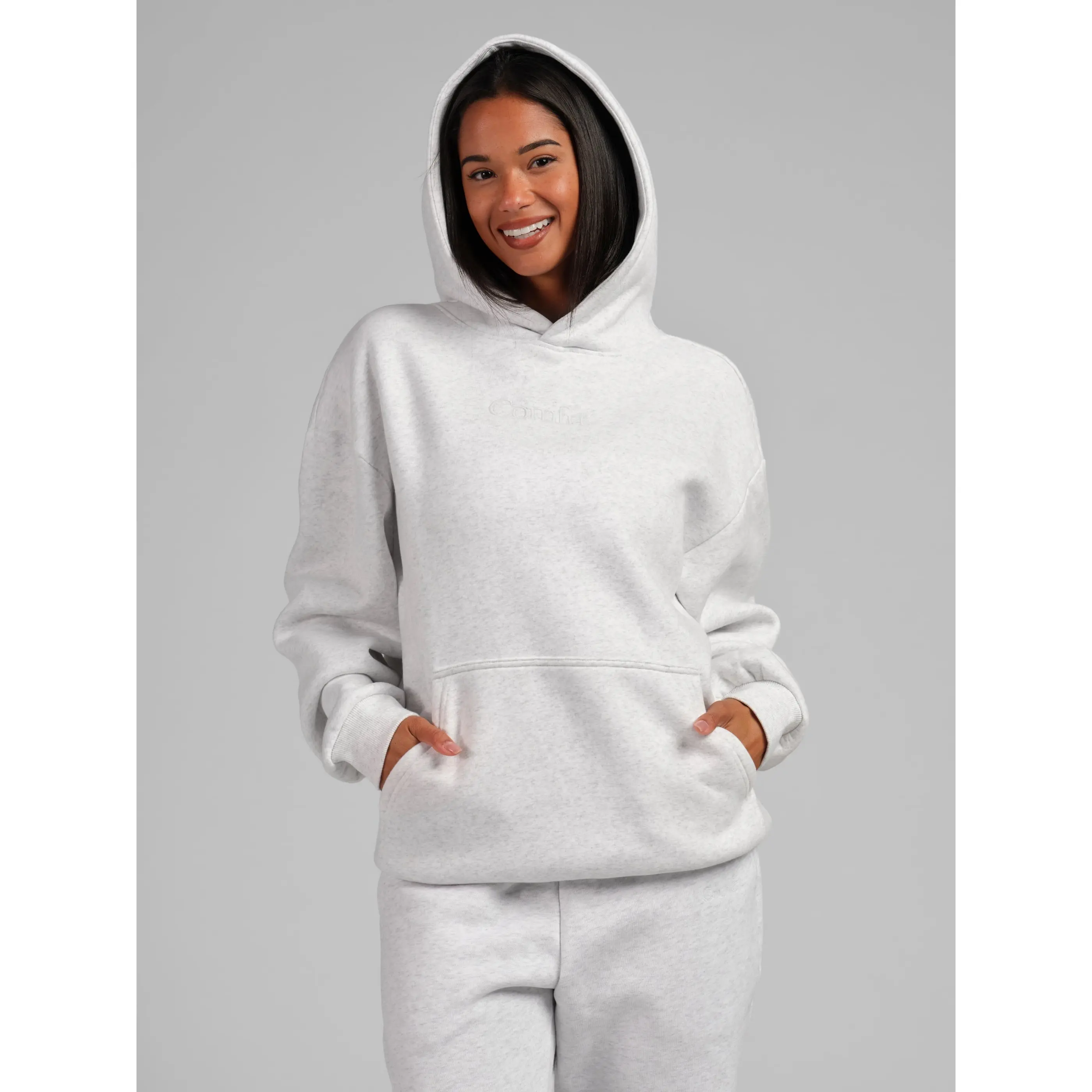 Comfrt | Signature Hoodie - Mega | Soft Comfy Roomy Everyday Essential Unisex Hoodie - Light Heather Grey - XS