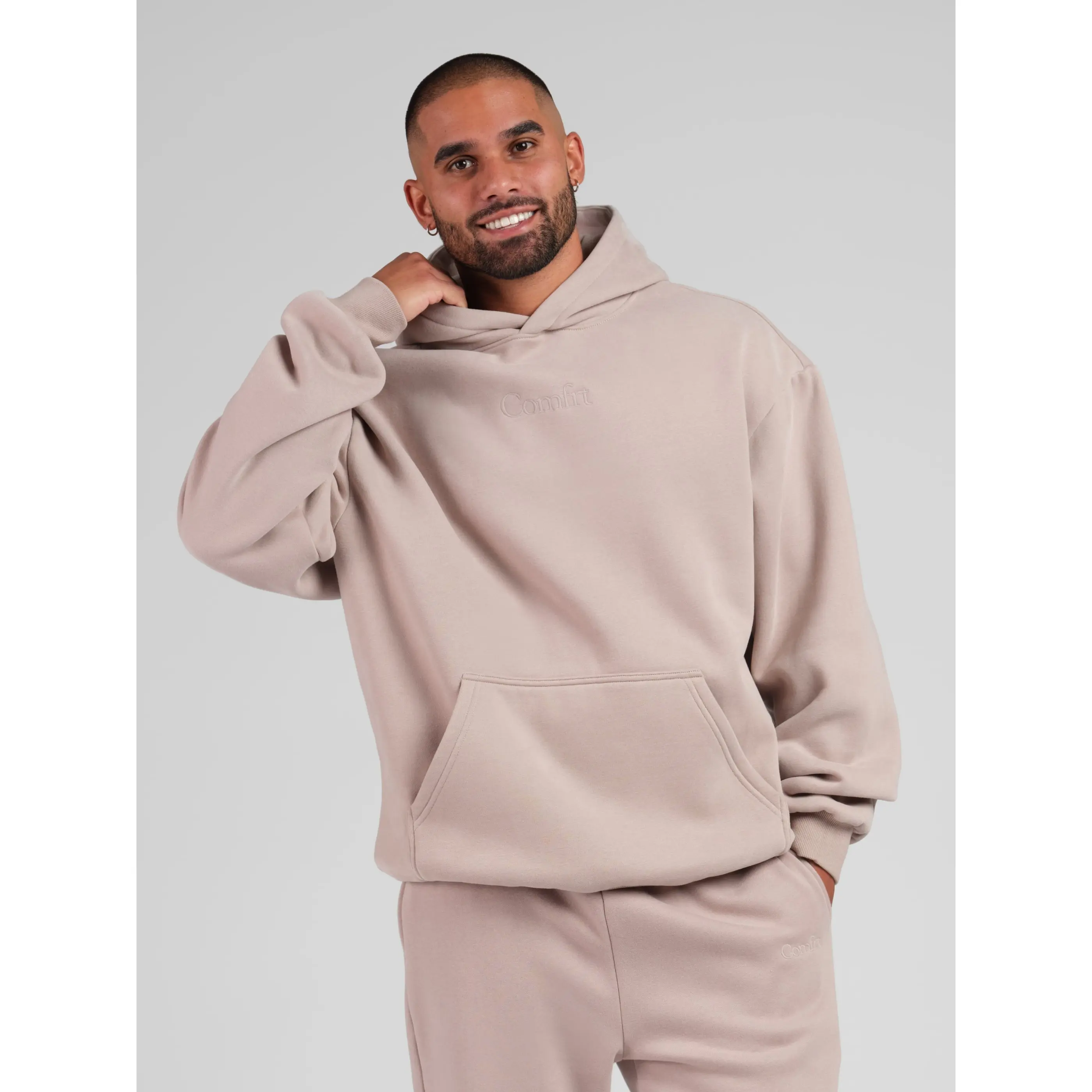 Comfrt | Signature Hoodie - Mega | Soft Comfy Roomy Everyday Essential Unisex Hoodie - Bark - XL