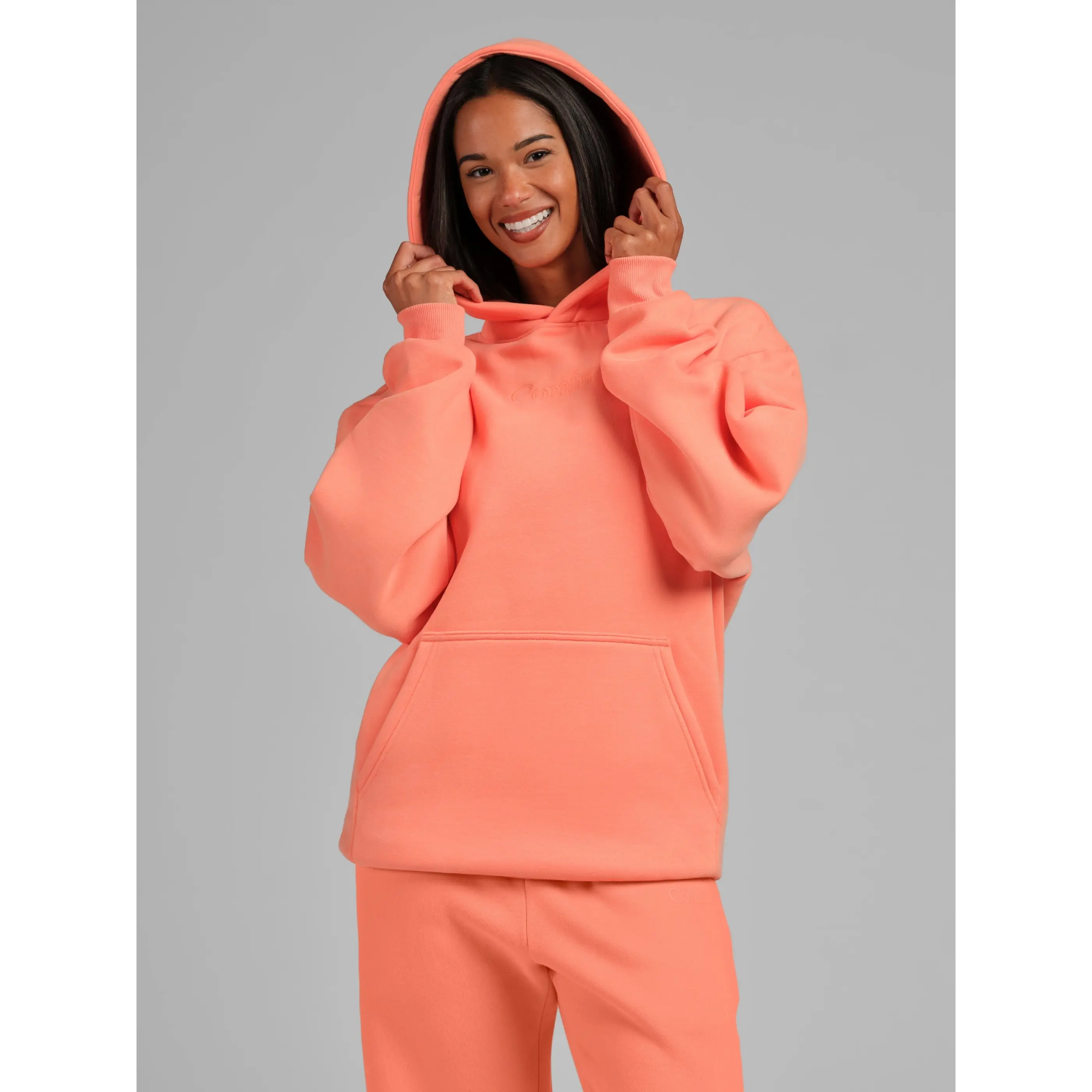 Comfrt | Signature Hoodie - Mega | Soft Comfy Roomy Everyday Essential Unisex Hoodie - Coral - XS