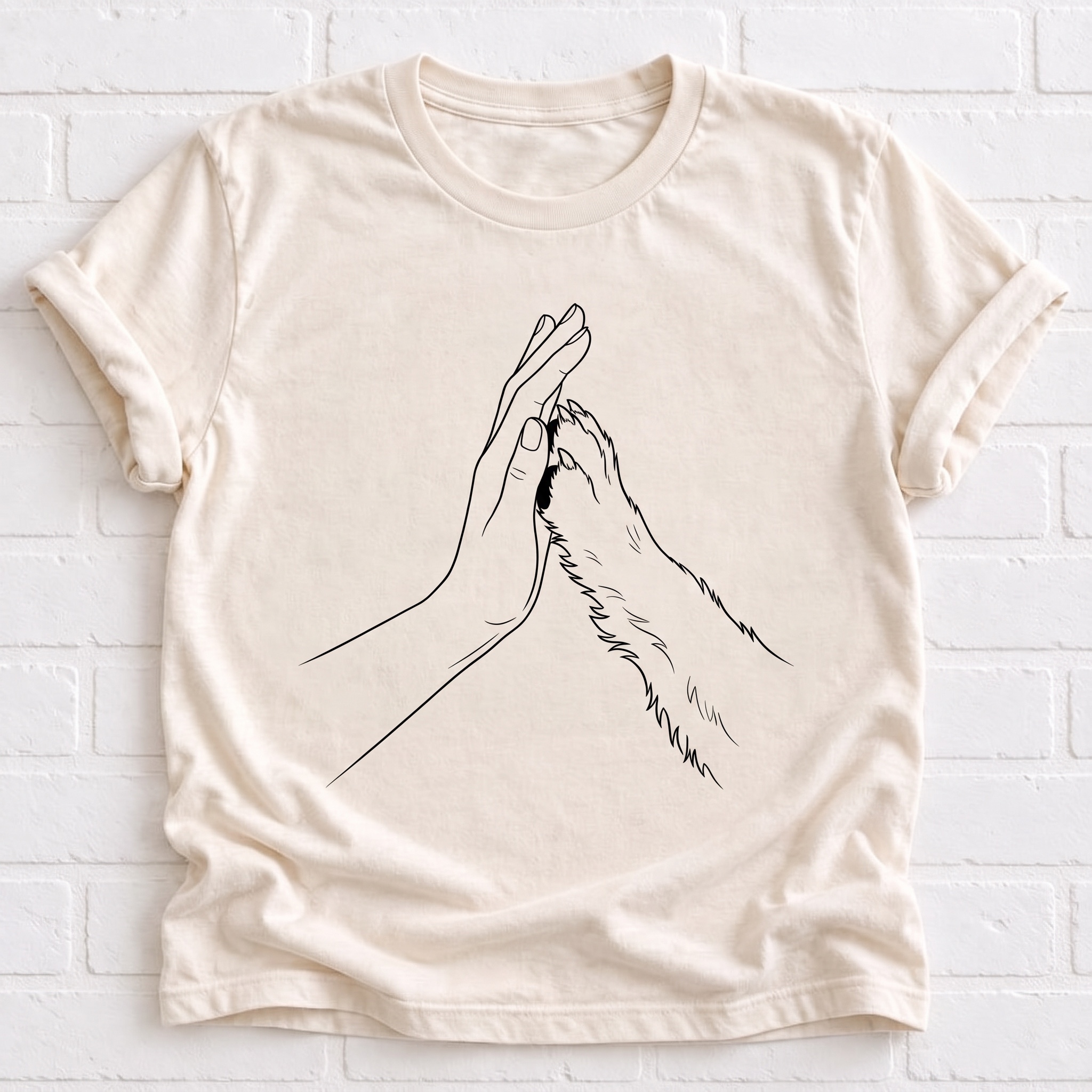 Hand and Paw Line Art Women's T-Shirt