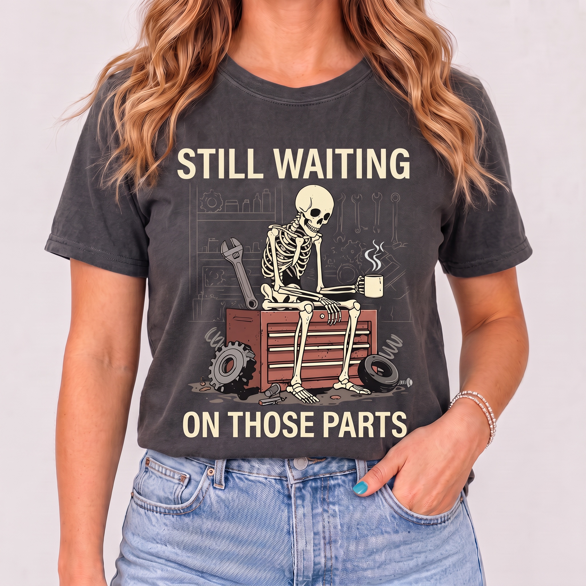 Still Waiting on Those Parts Skeleton Women's T-Shirt