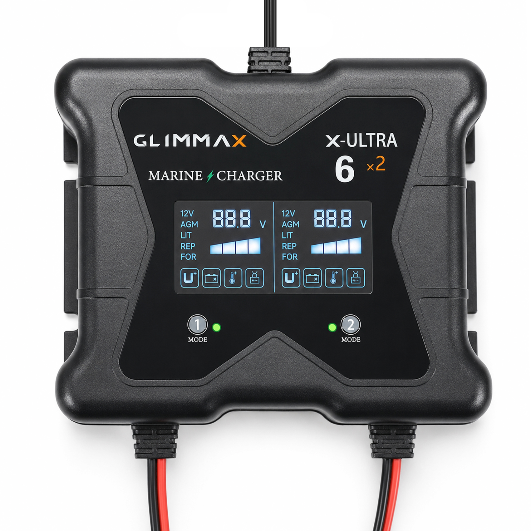 2 Bank Onboard Marine Battery Charger, 12V 6A/Bank IP68 Waterproof