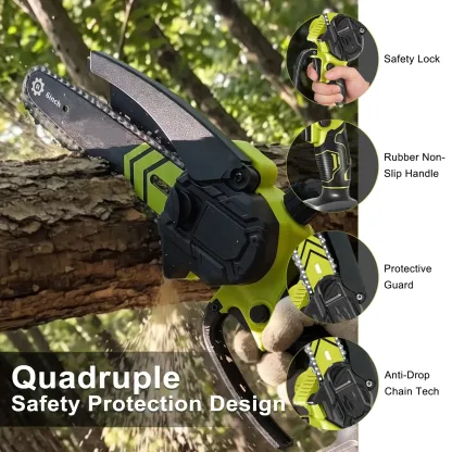 6-Inch Mini Cordless Chainsaw – Portable Electric Chain Saw with 2000mAh Battery for Wood Cutting, Pruning & Gardening