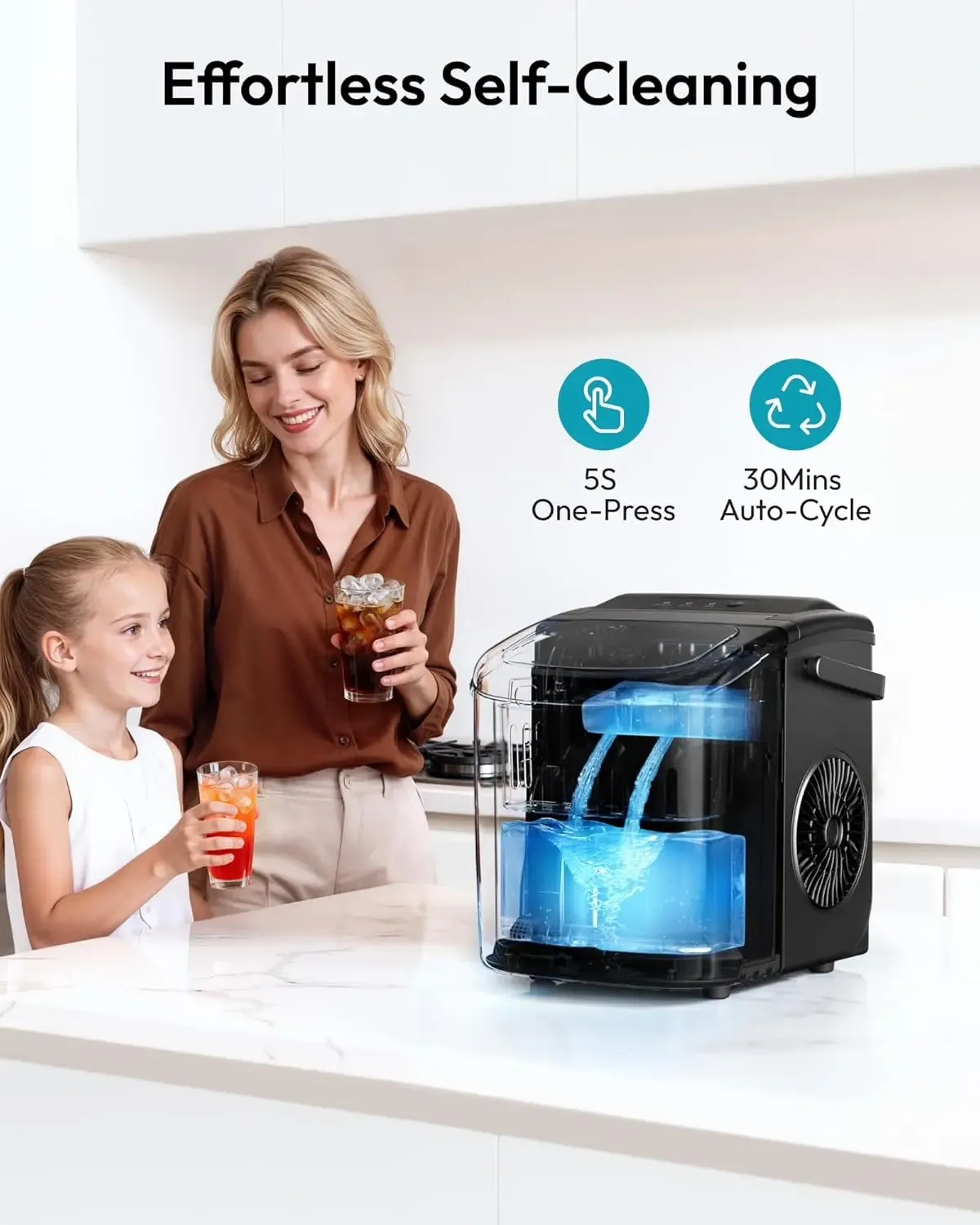 Portable Countertop Ice Maker – 26 Lbs/Day, 6-Minute Ice Making, Self-Cleaning
