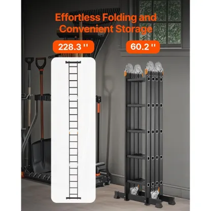 7-in-1 Folding Extension Ladder – 19 Ft, 330 Lbs Capacity, Multi-Position Aluminum Ladder