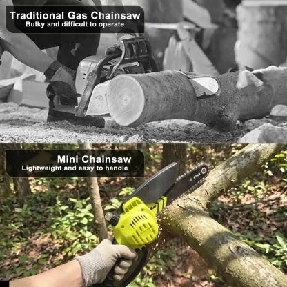 6-Inch Mini Cordless Chainsaw – Portable Electric Chain Saw with 2000mAh Battery for Wood Cutting, Pruning & Gardening
