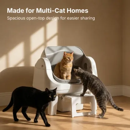 Open-Top Automatic Cat Litter Box – Self-Cleaning, No App Required, Easy Entry