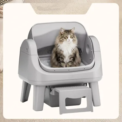 Open-Top Automatic Cat Litter Box – Self-Cleaning, No App Required, Easy Entry