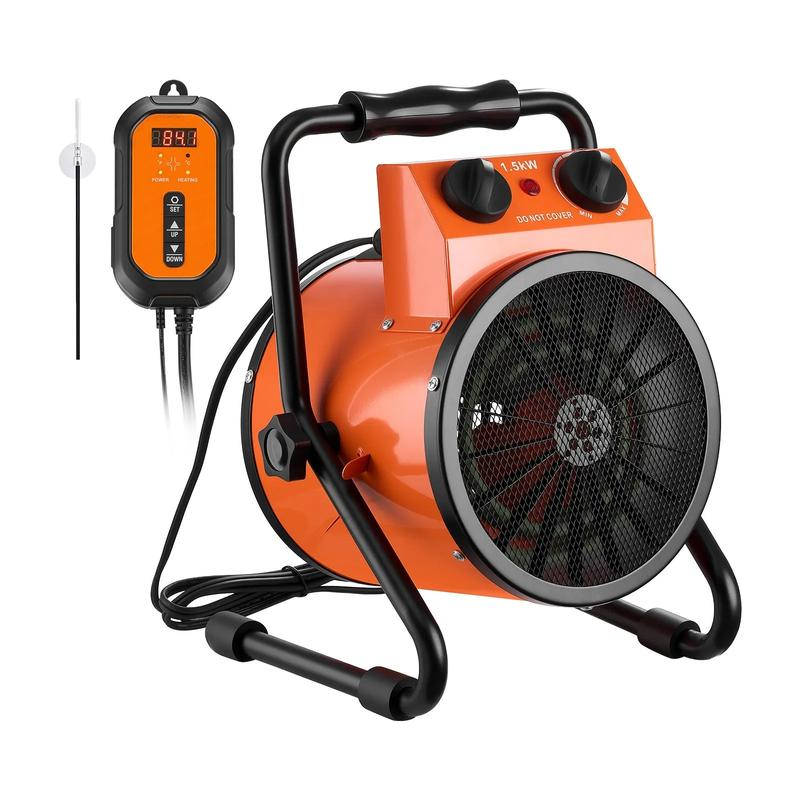 1500W Electric Greenhouse Heater – Digital Temperature Control, IPX4 Waterproof
