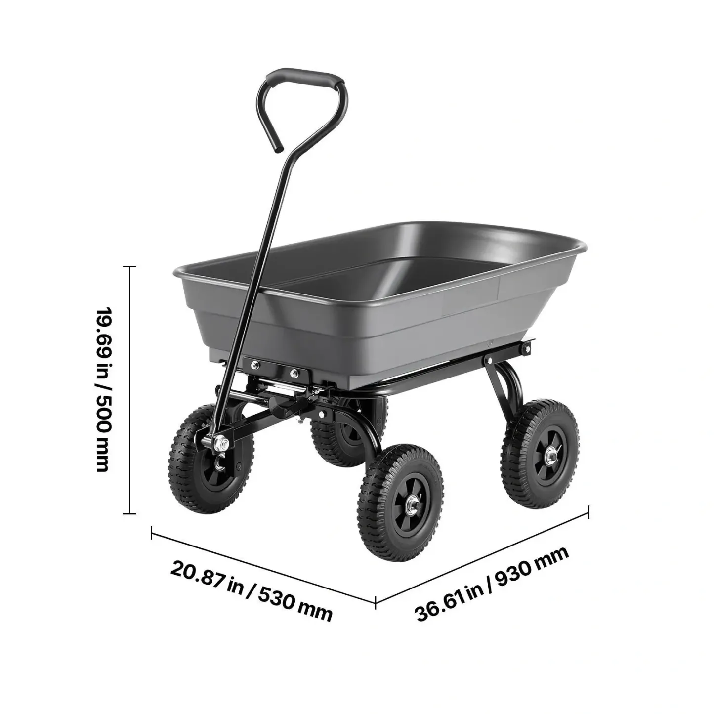 Poly Garden Dump Cart – 600-1500 Lbs Capacity, 2-in-1 Utility Wagon with Steel Frame