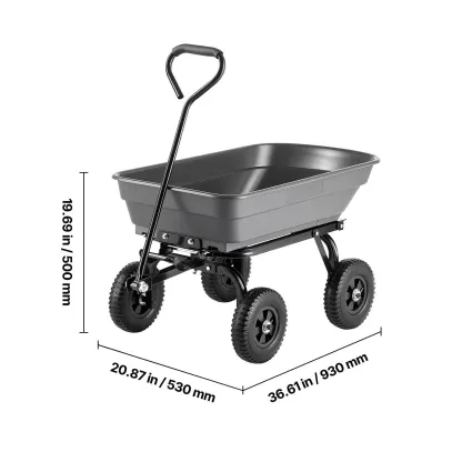 Poly Garden Dump Cart – 600-1500 Lbs Capacity, 2-in-1 Utility Wagon with Steel Frame