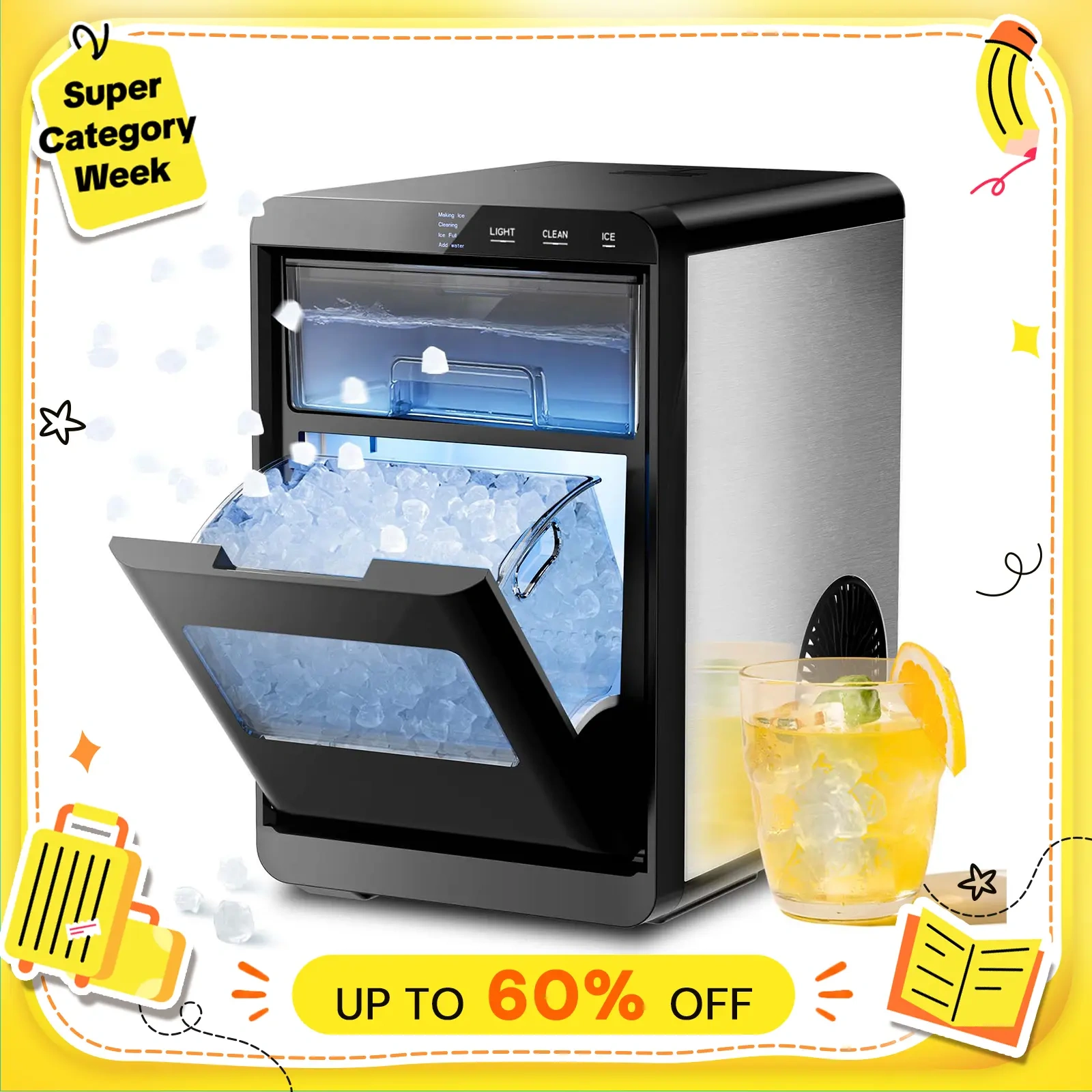 Antarctic Star Nugget Ice Maker, 45Lbs/Day