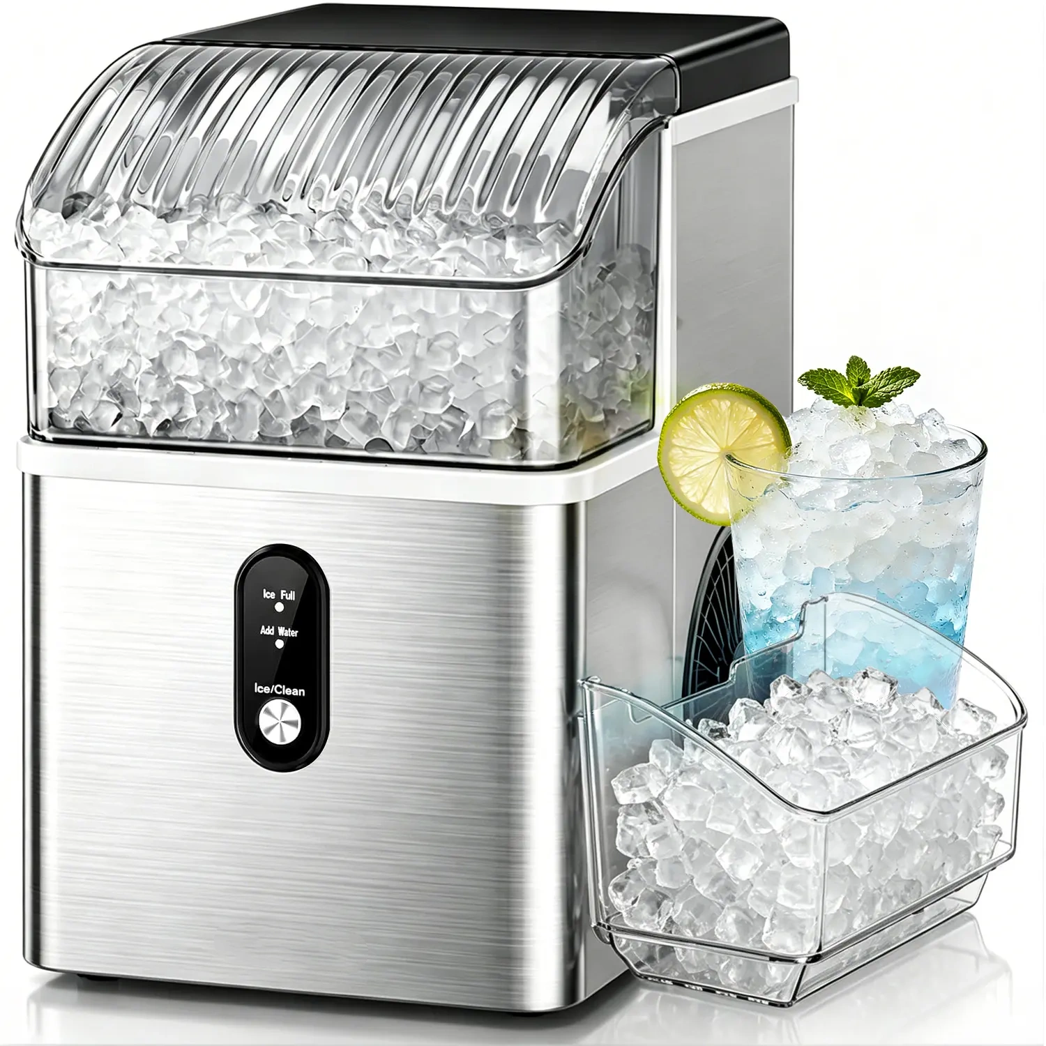 Countertop Nugget Ice Maker – 35 Lbs/Day, 7-Minute Ice Making, Self-Cleaning