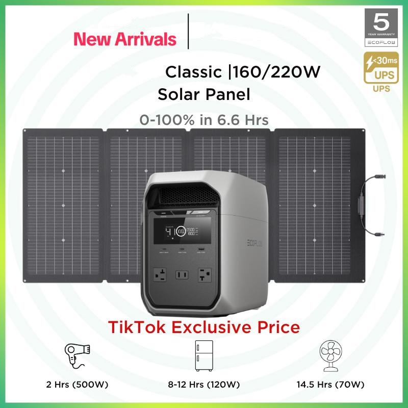 Portable Solar Generator with Solar Panel – 1800W, LiFePO4 Battery, 100W USB-C