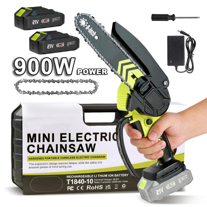 6-Inch Mini Cordless Chainsaw – Portable Electric Chain Saw with 2000mAh Battery for Wood Cutting, Pruning & Gardening