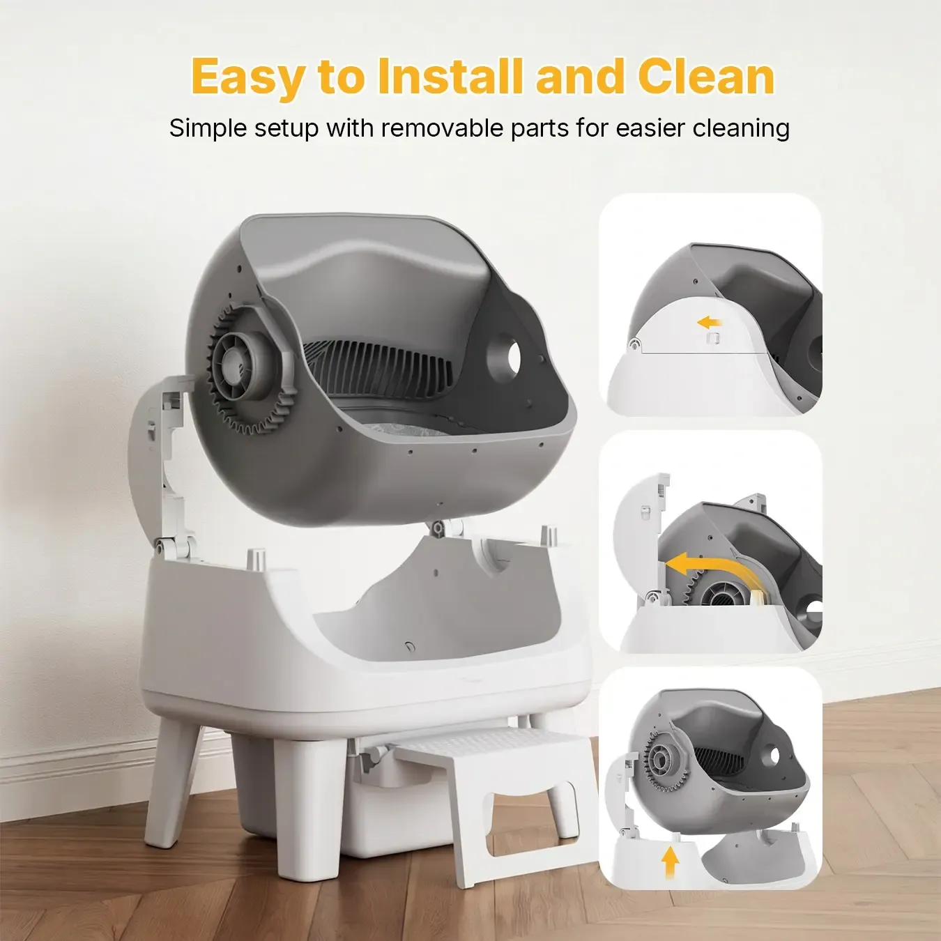 Open-Top Automatic Cat Litter Box – Self-Cleaning, No App Required, Easy Entry