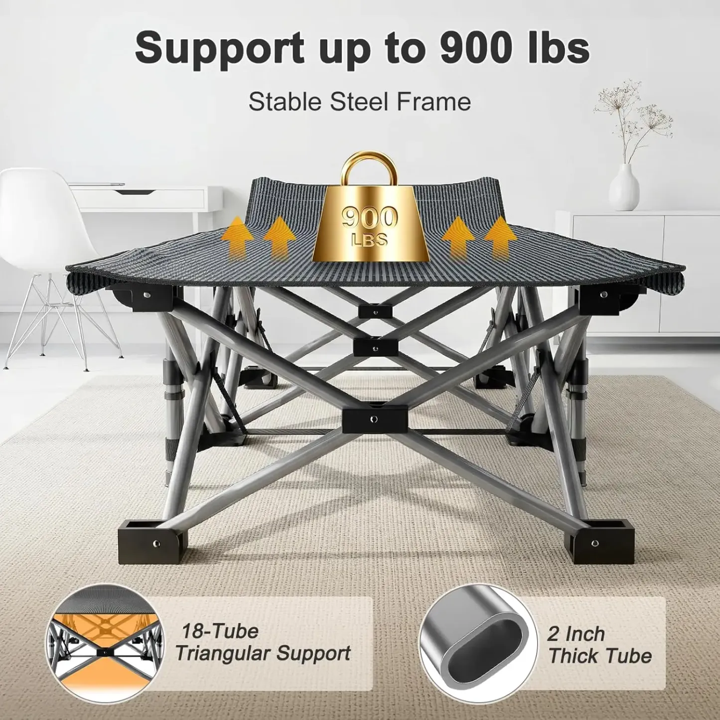 XXL Folding Camping Cot with Mattress – Portable Extra-Large Outdoor Sleeping Bed