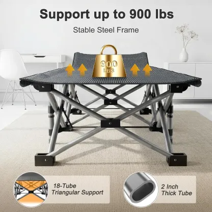XXL Folding Camping Cot with Mattress – Portable Extra-Large Outdoor Sleeping Bed