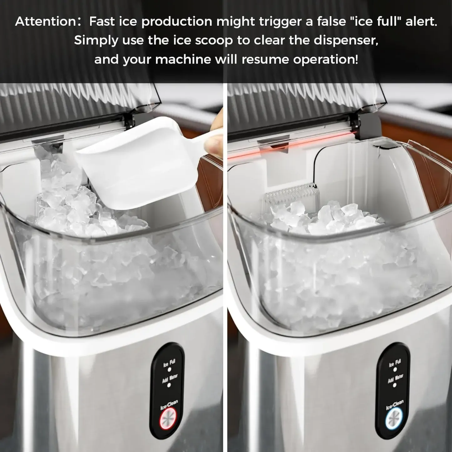 Countertop Nugget Ice Maker – 35 Lbs/Day, 7-Minute Ice Making, Self-Cleaning