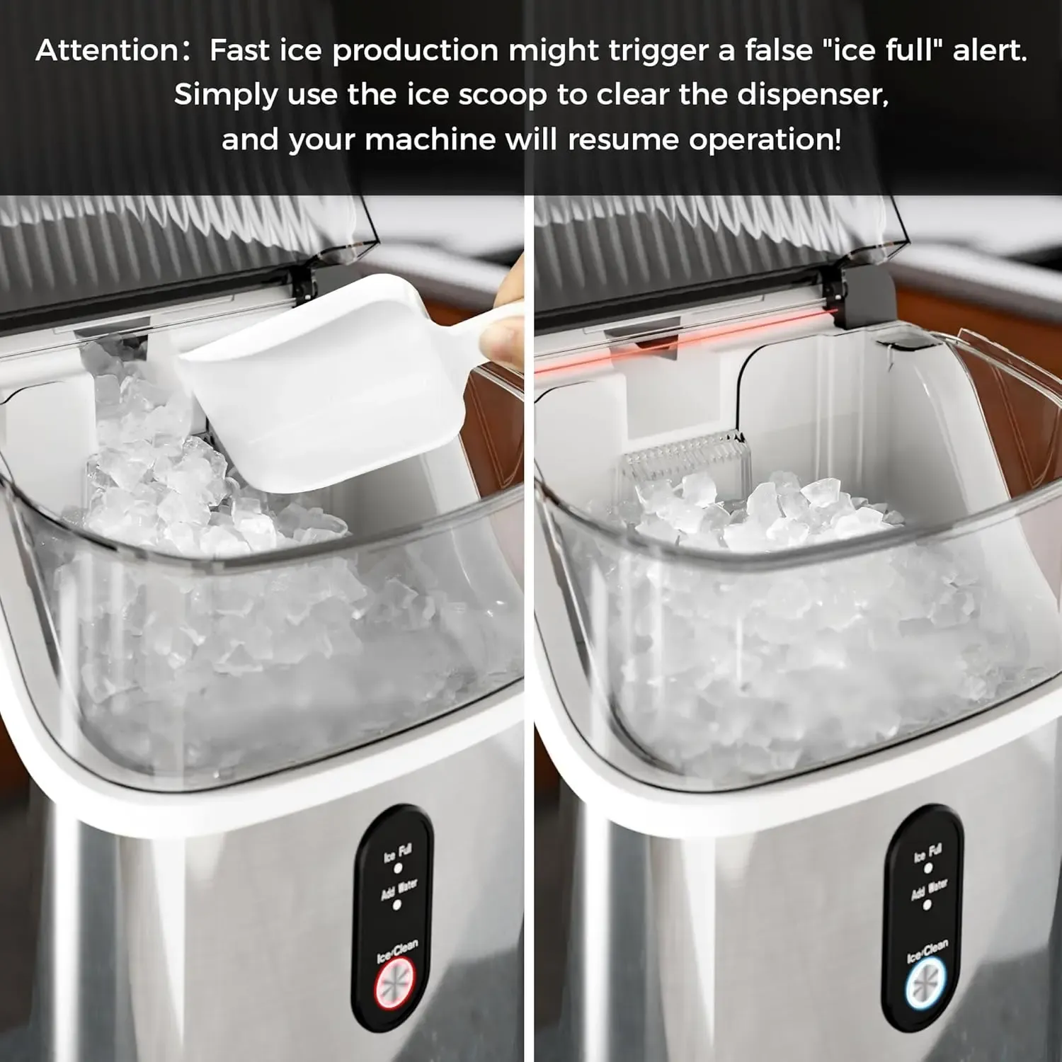 Countertop Nugget Ice Maker – 35 Lbs/Day, 7-Minute Ice Making, Self-Cleaning