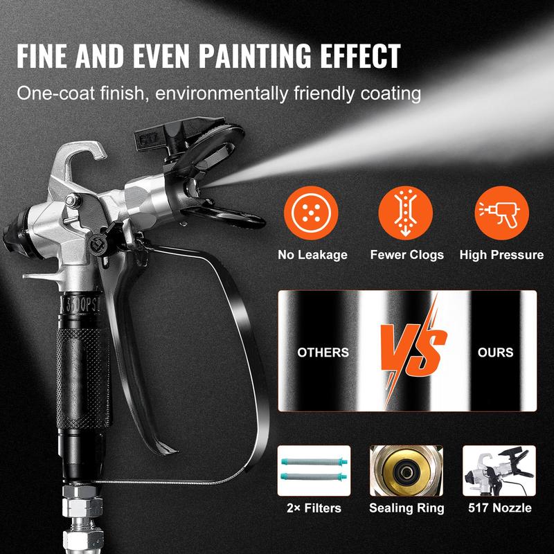 Pulverizador de pintura sin aire con soporte, 3000 PSI, 750 W, para interiores y exteriores del hogar, muebles y vallas, TikTokShopBlackFriday, pulverizador de pintura manual con manguera, VEVOR Super Brand Day