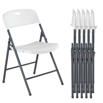 Silla plegable de plástico con respaldo ergonómico