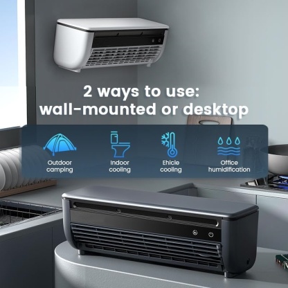 Ventilador Portátil con Nebulizador | Recargable, 6000 mAh, Control Remoto y Montaje en Pared