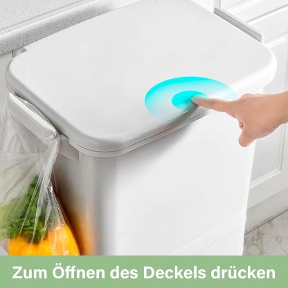 Cubo de Basura para Reciclaje 43,2 L | 3 Compartimentos, Pedal, Tapa y Ruedas para Cocina