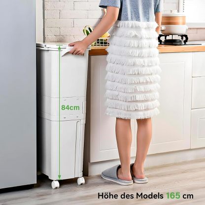 Cubo de Basura para Reciclaje 43,2 L | 3 Compartimentos, Pedal, Tapa y Ruedas para Cocina