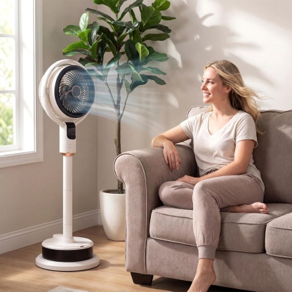 Ventilador de Pie con Nebulizador | Oscilación 90°, 8 Velocidades, Mando a Distancia y Temporizador