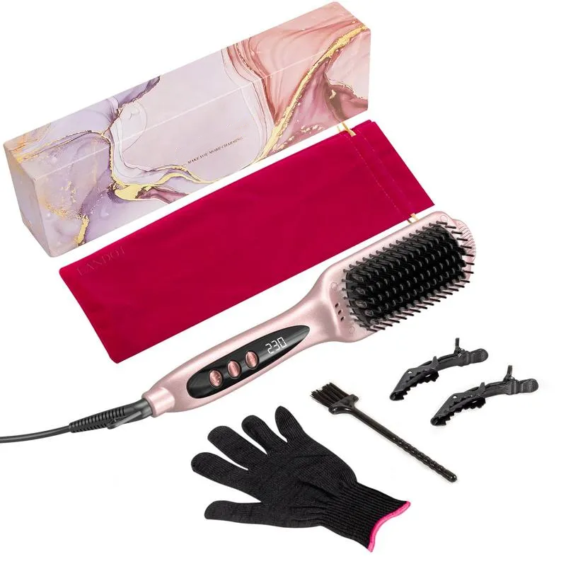 Cepillo Alisador de Pelo con Revestimiento Cerámico, Tecnología ThermoProtect, 2 Temperaturas Ajustables, Alisado Natural Rápido