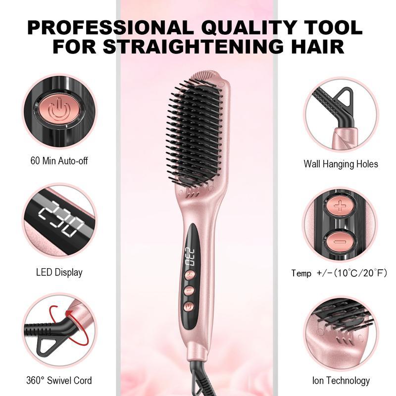 Cepillo Alisador de Pelo con Revestimiento Cerámico, Tecnología ThermoProtect, 2 Temperaturas Ajustables, Alisado Natural Rápido