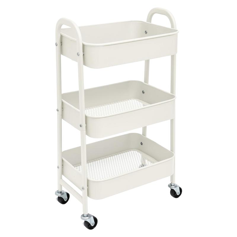 Carrito Auxiliar con Ruedas de 3 Niveles, Carro Organizador Multiuso para Cocina, Baño, Dormitorio y Oficina