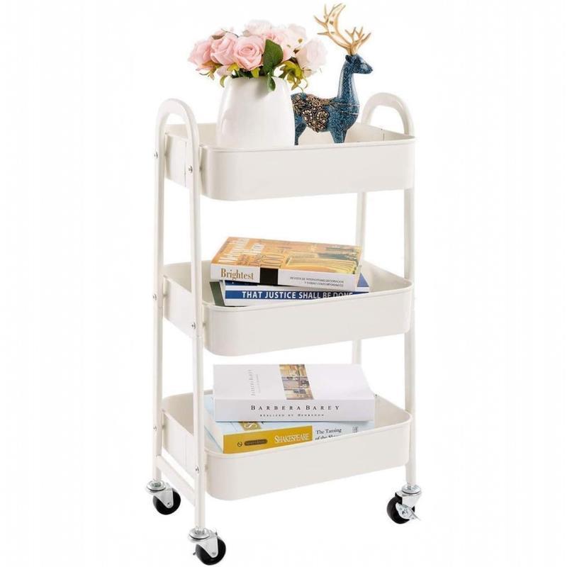 Carrito Auxiliar con Ruedas de 3 Niveles, Carro Organizador Multiuso para Cocina, Baño, Dormitorio y Oficina